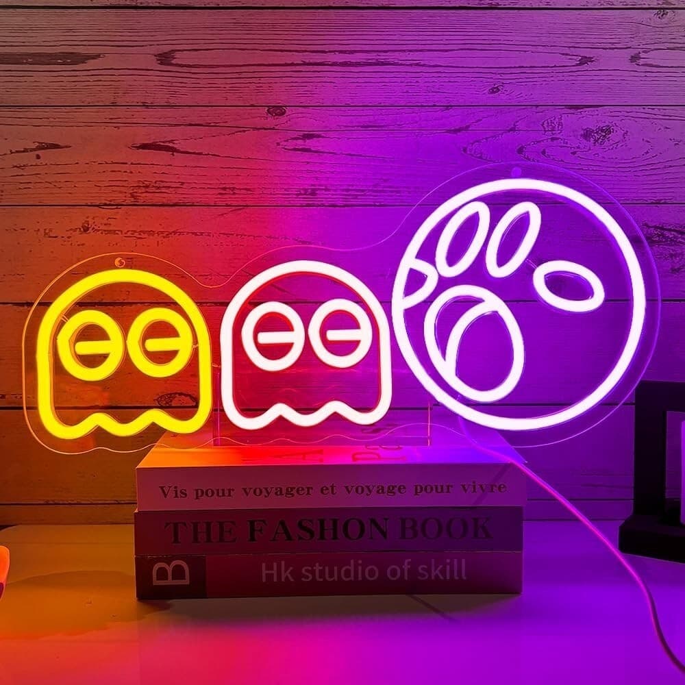 Insegna al neon per giochi Pac-man luci al neon LED fantasma insegna retrò arcad - 2