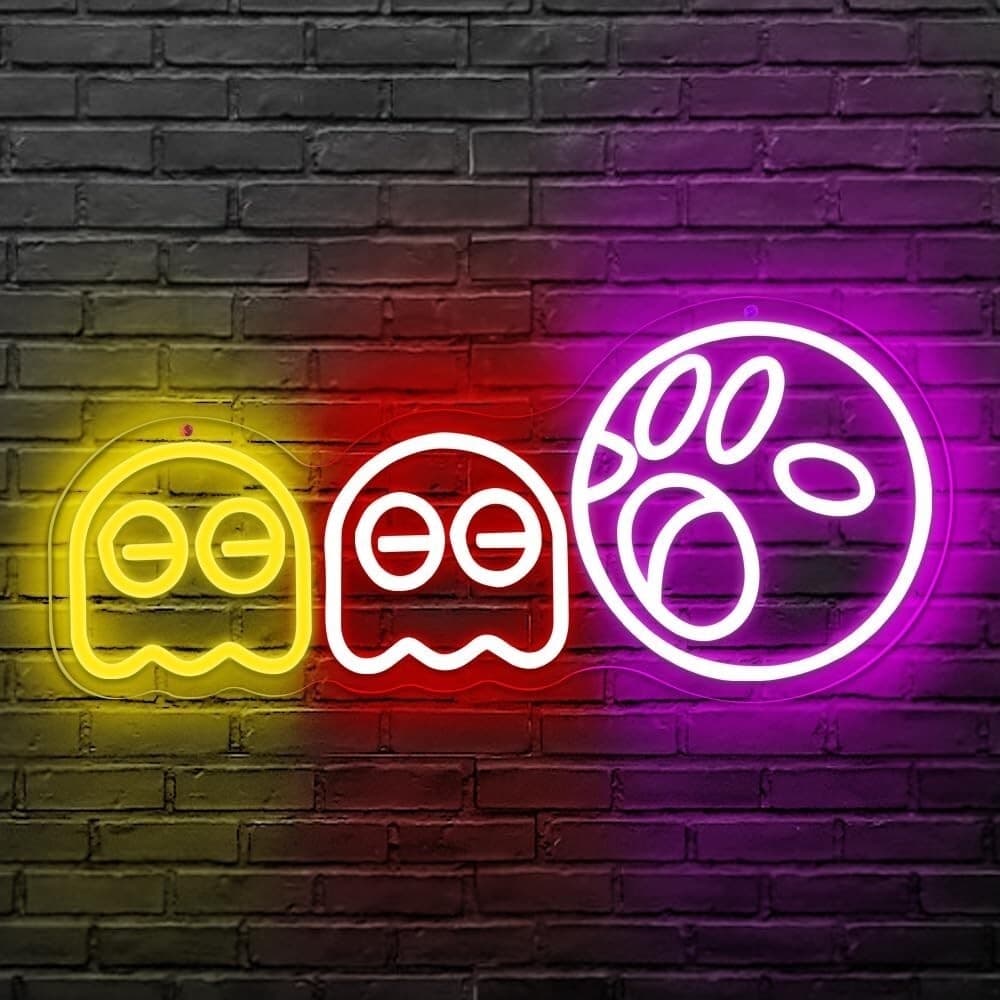 Insegna al neon per giochi Pac-man luci al neon LED fantasma insegna retrò arcad - 3