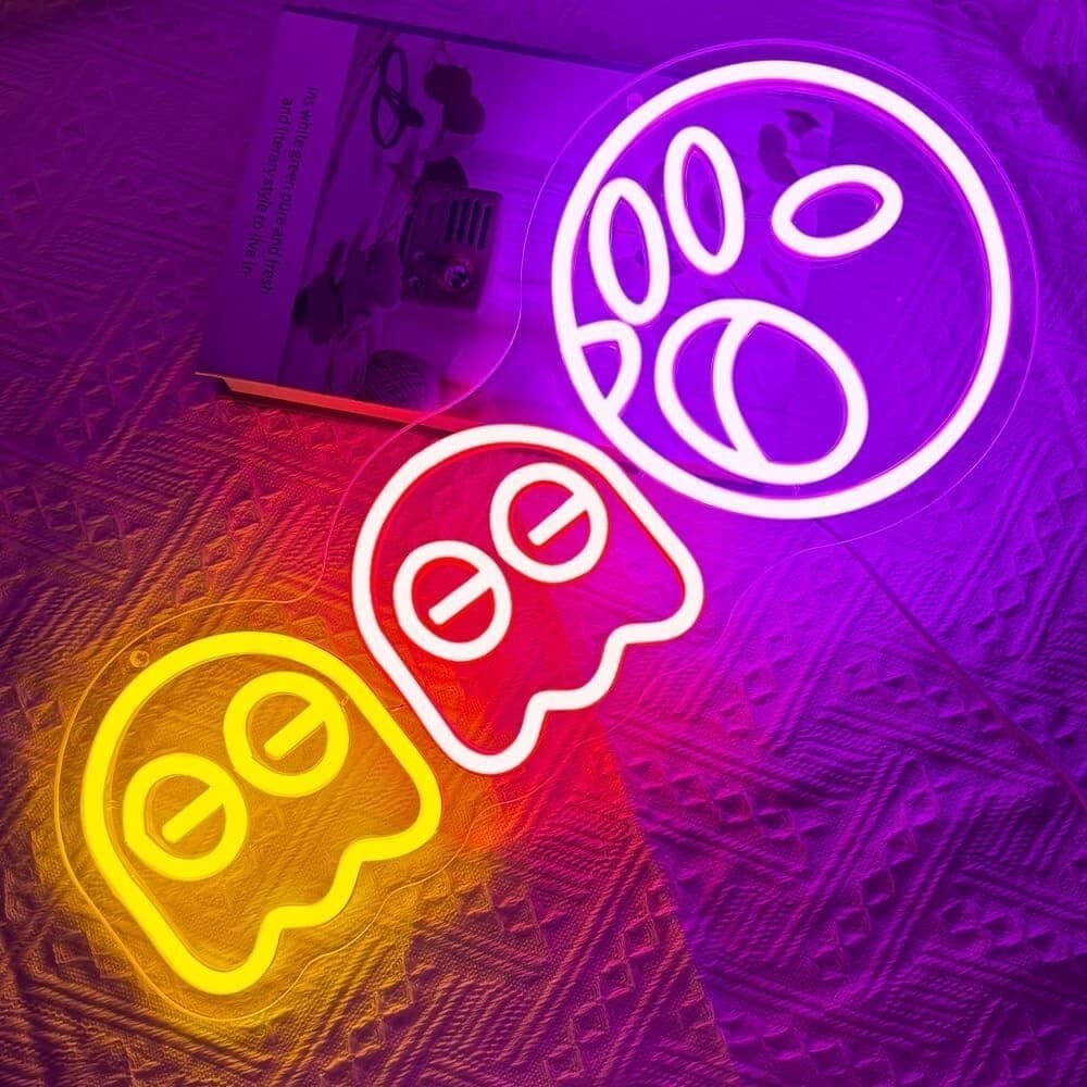 Insegna al neon per giochi Pac-man luci al neon LED fantasma insegna retrò arcad - 4