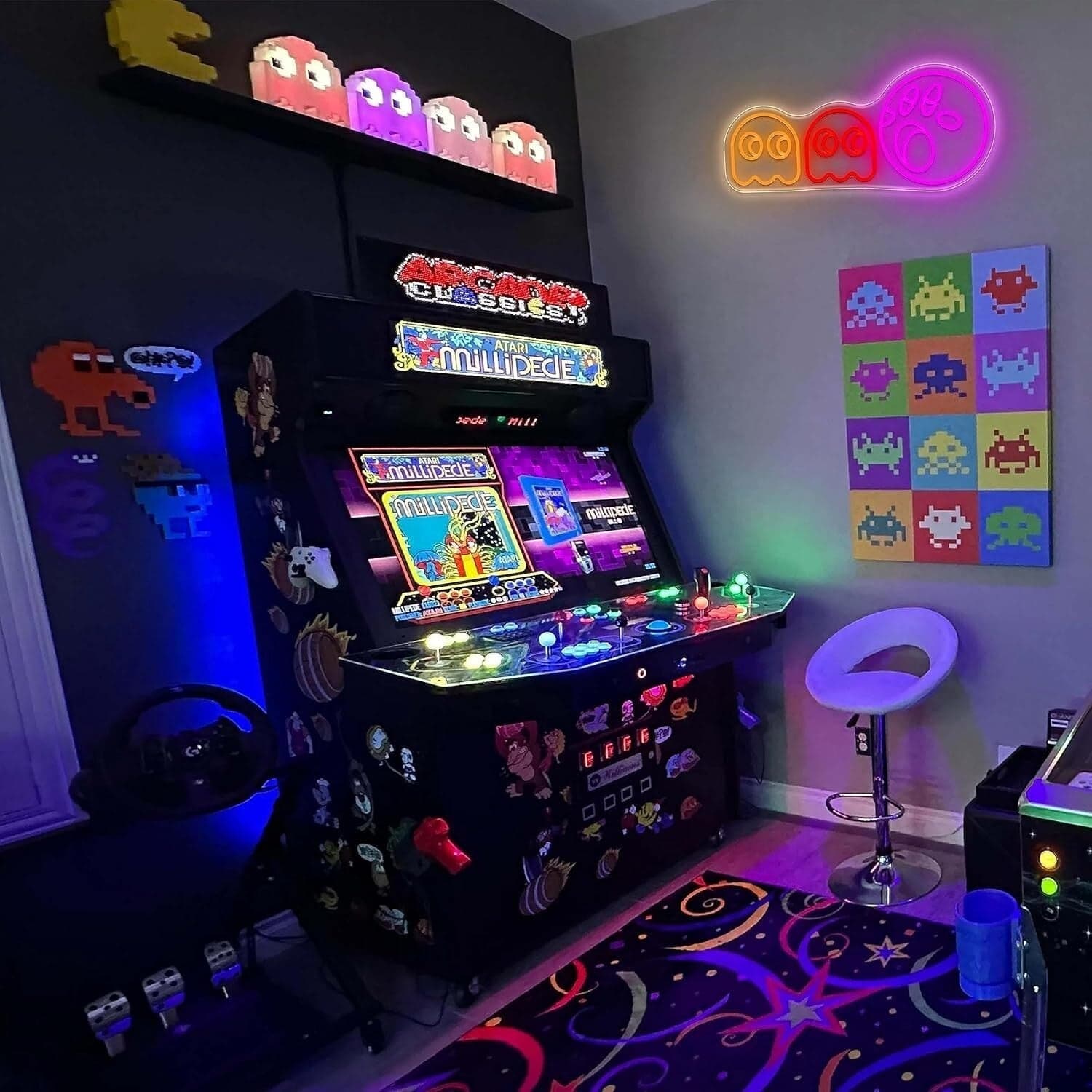 Insegna al neon per giochi Pac-man luci al neon LED fantasma insegna retrò arcad - 7