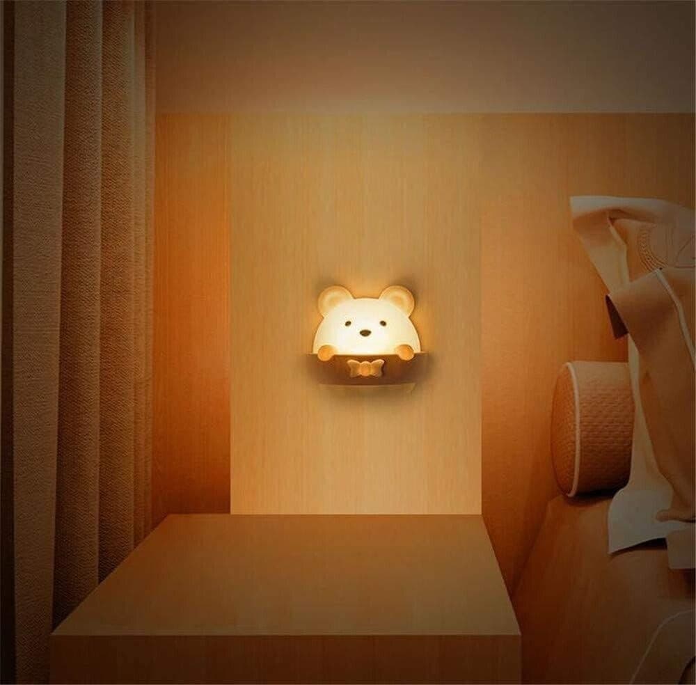 Lampada da comodino a LED da parete per bambini,lampada notturna con telecomando - 2