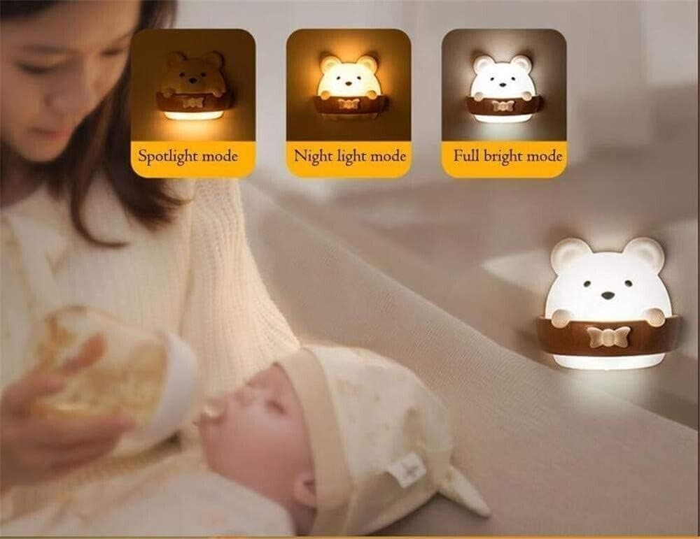 Lampada da comodino a LED da parete per bambini,lampada notturna con telecomando - 6