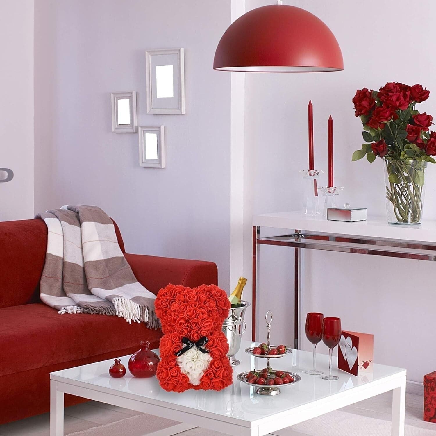 Orsacchiotto rosso con rose, regalo per donne, mamma, ragazze, regalo - 2