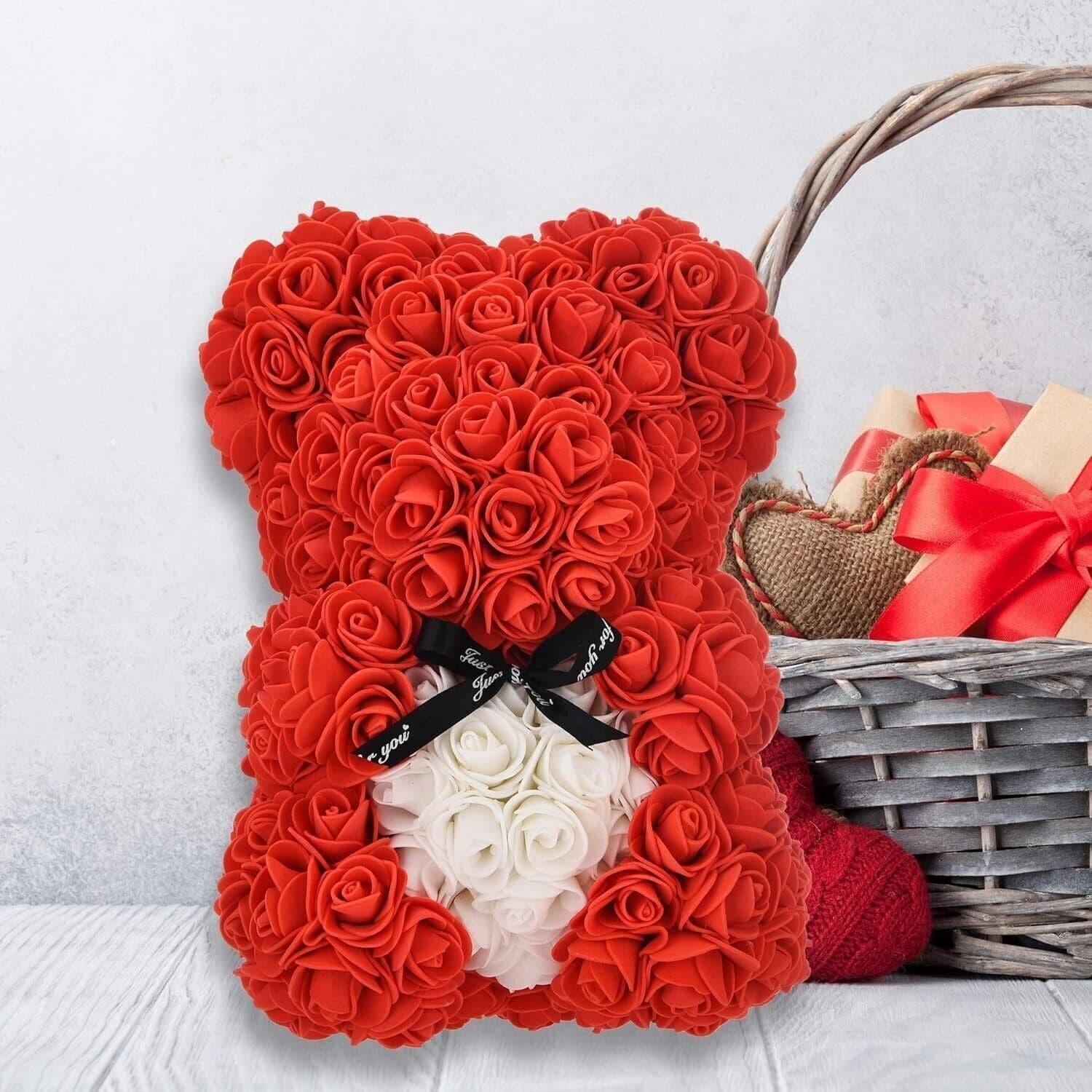 Orsacchiotto rosso con rose, regalo per donne, mamma, ragazze, regalo - 4