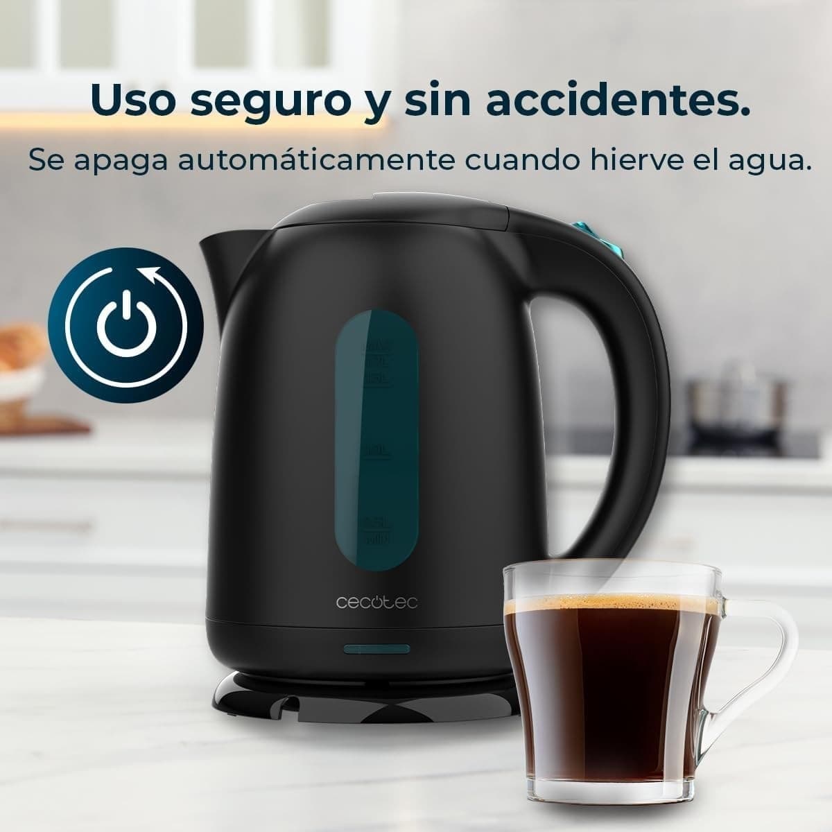 Cecotec Bollitore Elettrico 1,7L - Bollitore Acqua Thermosense 180 Black - 6