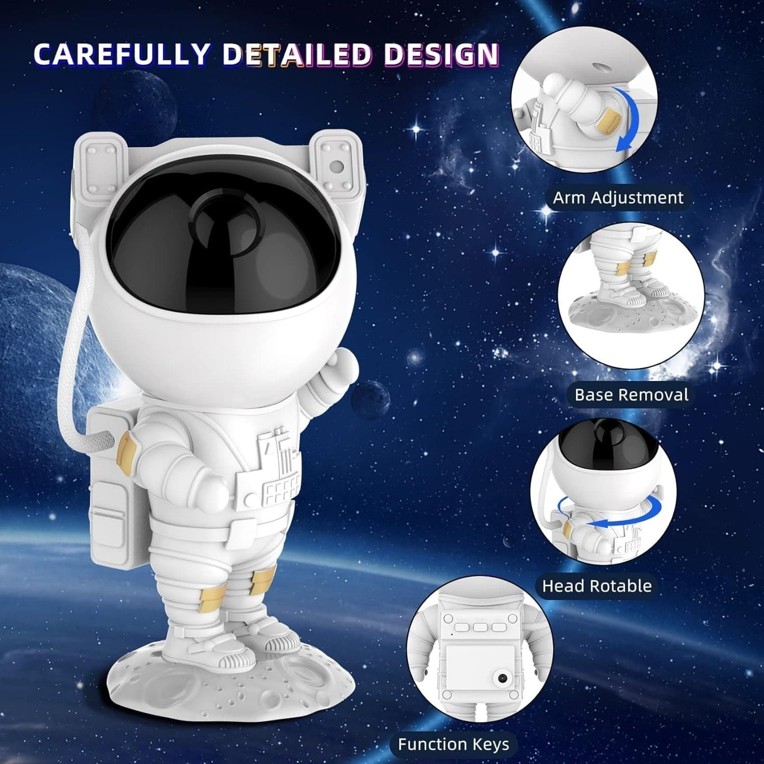 Astronauta  proiettore di stelle con telecomando regolabile a 360° e timer. - 5