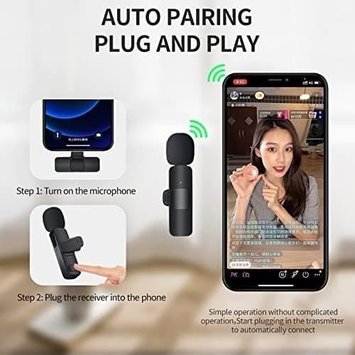 Microfono Lavalier professionale wireless K9 per iPhone iPad Microfono di regist - 3