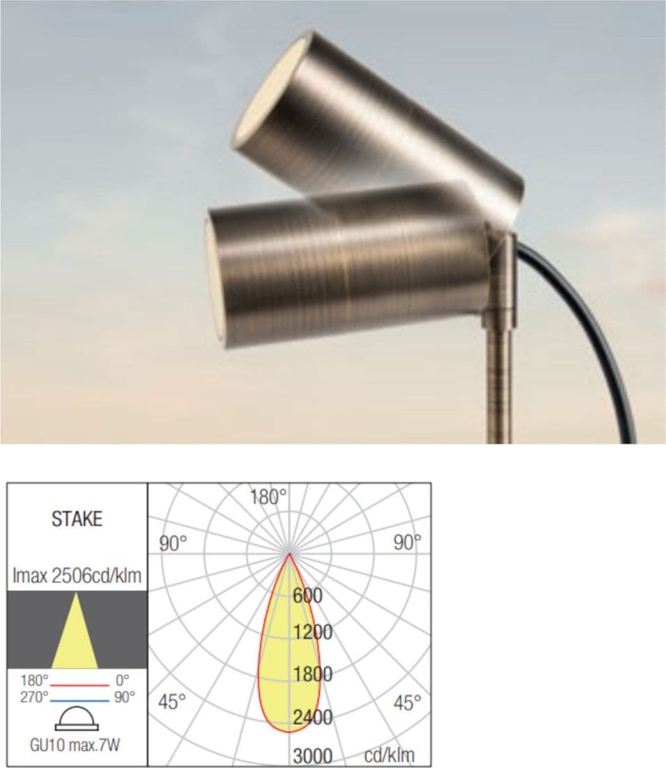 Lampada picchetto Redo Group STAKE 91169 91170 GU10 LED orientabile ottone - 5