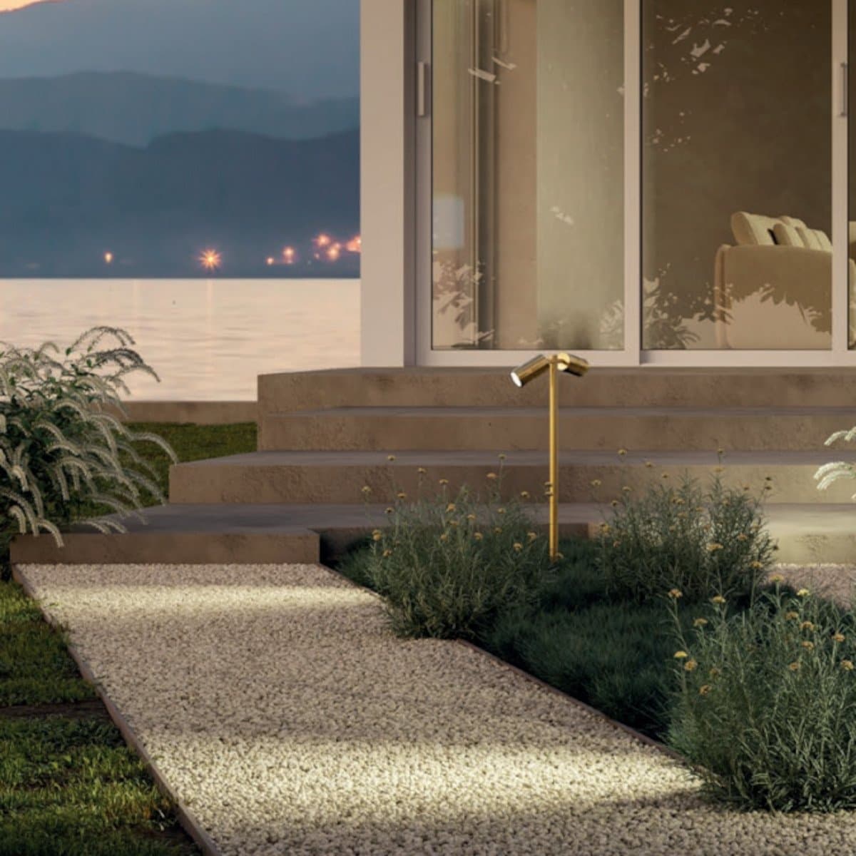 Lampada picchetto Redo Group STAKE 91173 91174 GU10 LED orientabile ottone - 6