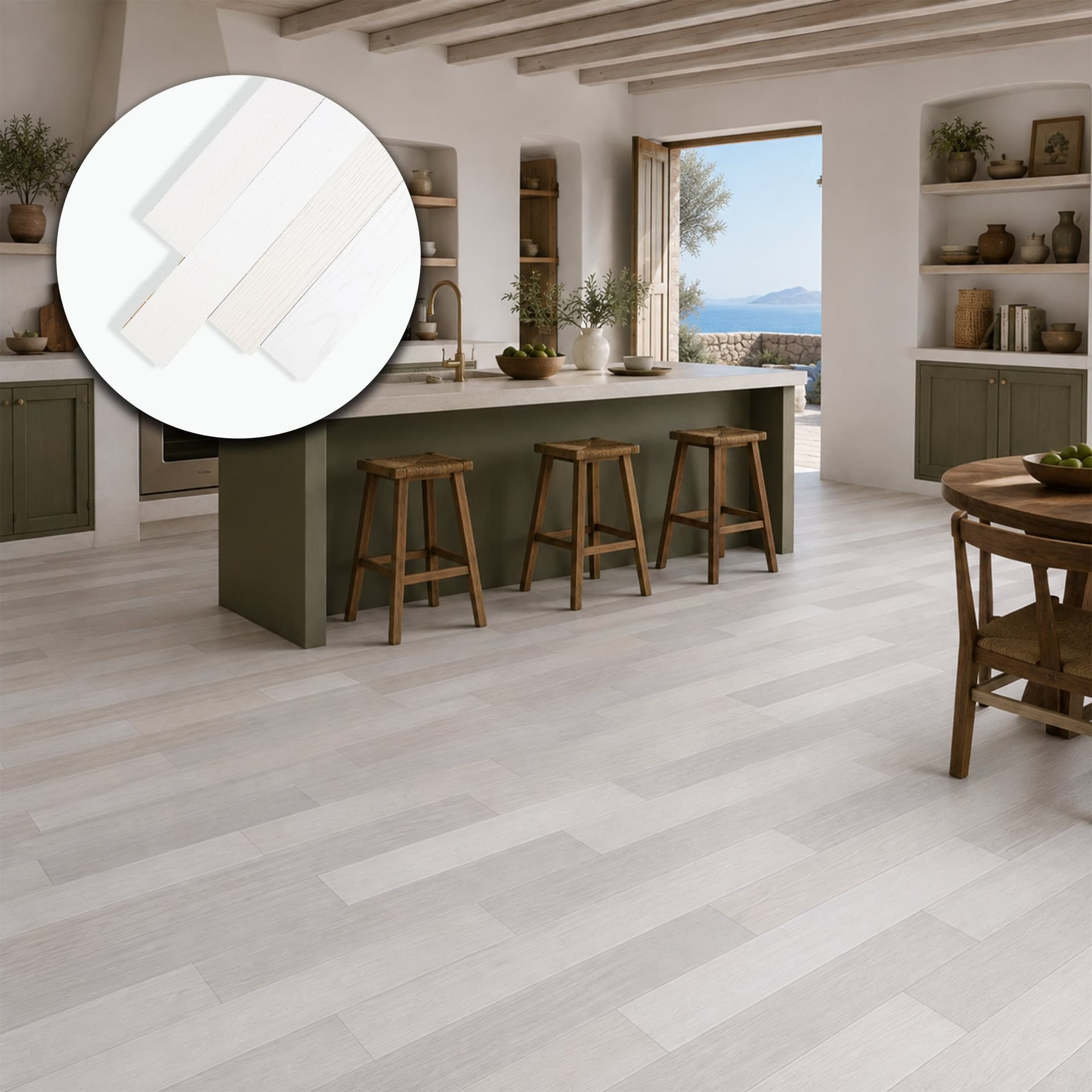 Parquet Prefinito in Rovere Sbiancato Garbelotto Spazzolato Verniciato Bianco-Grigio e Bianco-Latte 9x70x400/700 mm – Lotto 51 mq - 2