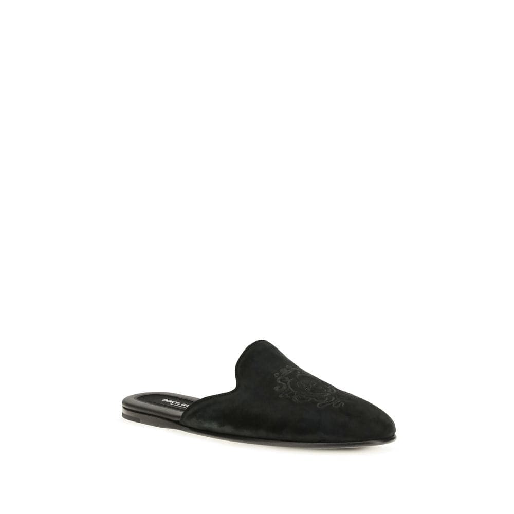Dolce & Gabbana Black Calf Leather Bos Taurus Mules - 2
