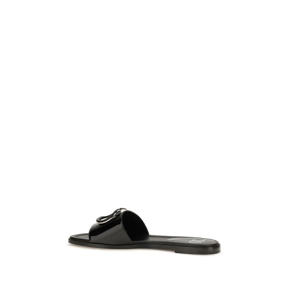 Valentino Garavani Black Calf Leather Bos Taurus Flat Sandals - 3