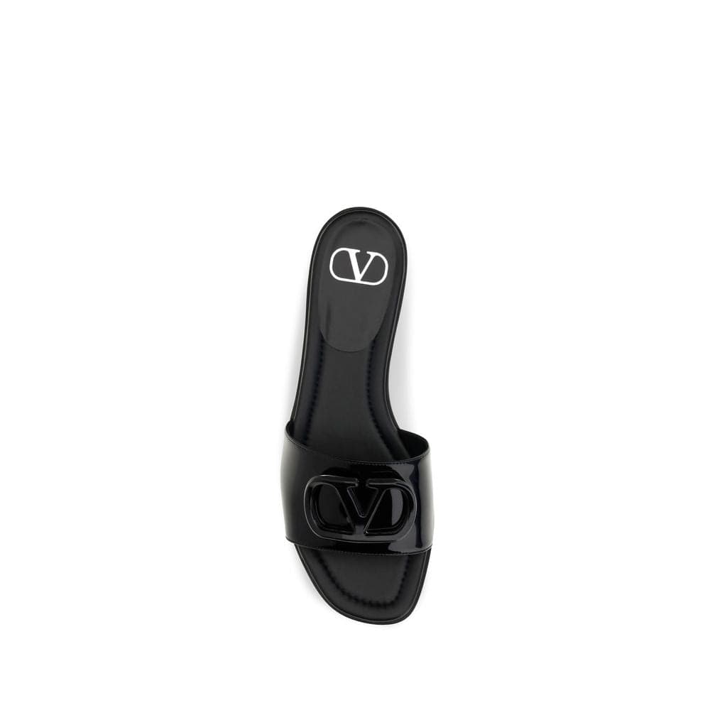 Valentino Garavani Black Calf Leather Bos Taurus Flat Sandals - 4