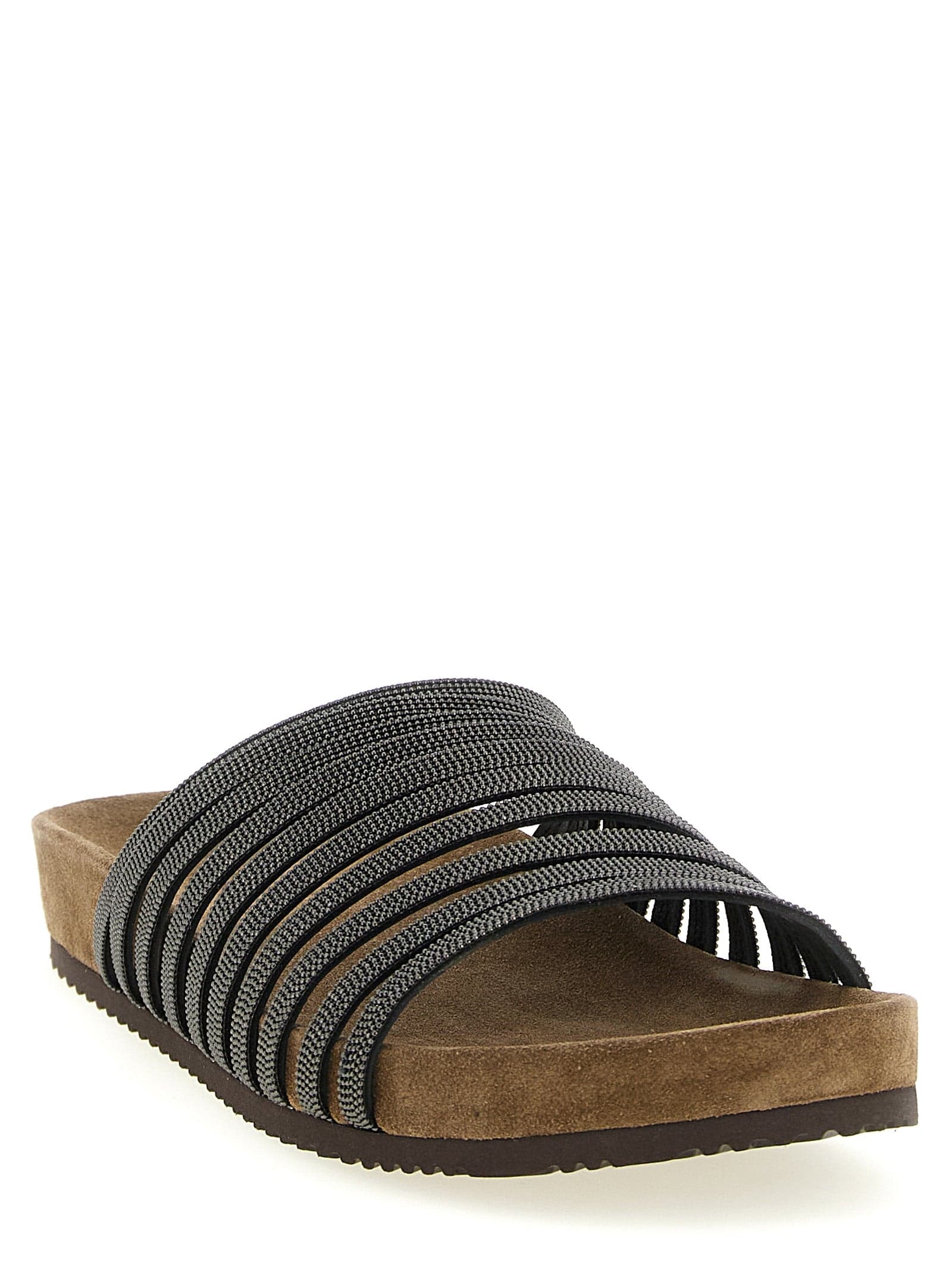 Brunello Cucinelli Black Lamb Leather Slides - 2