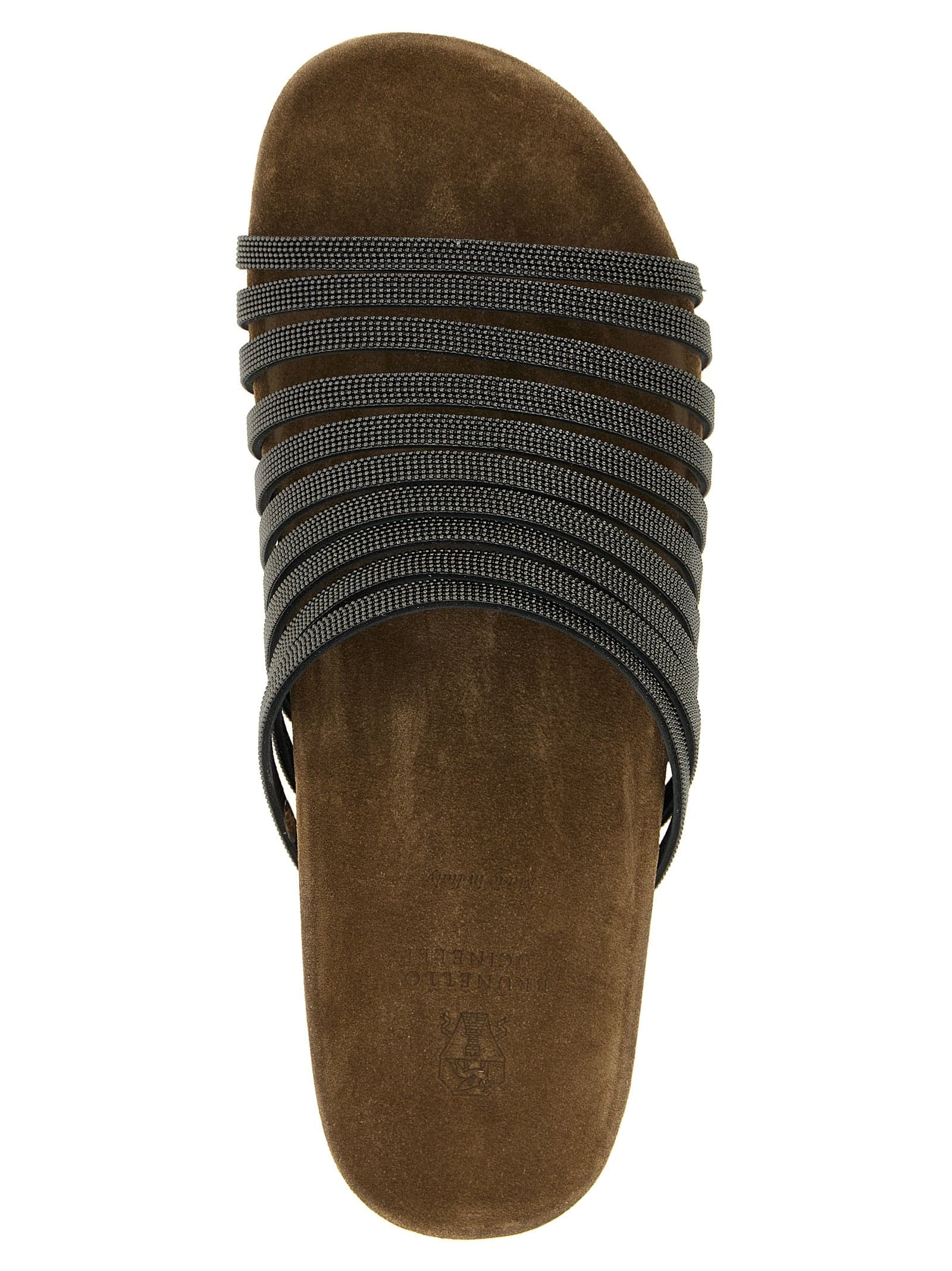 Brunello Cucinelli Black Lamb Leather Slides - 4