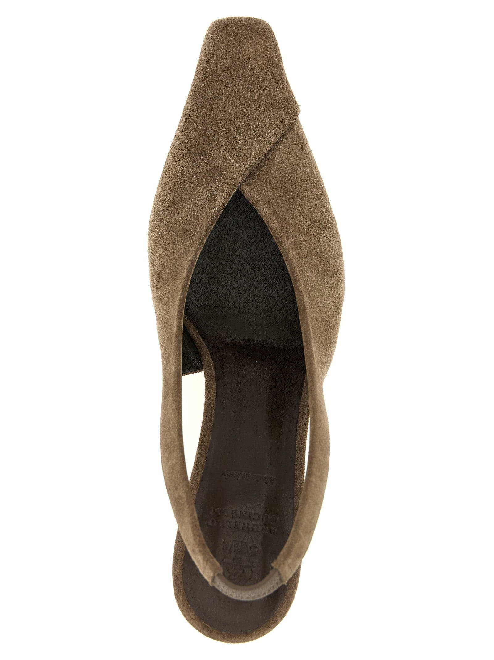 Brunello Cucinelli Gray Calfskin Mid Heel Pumps - 4