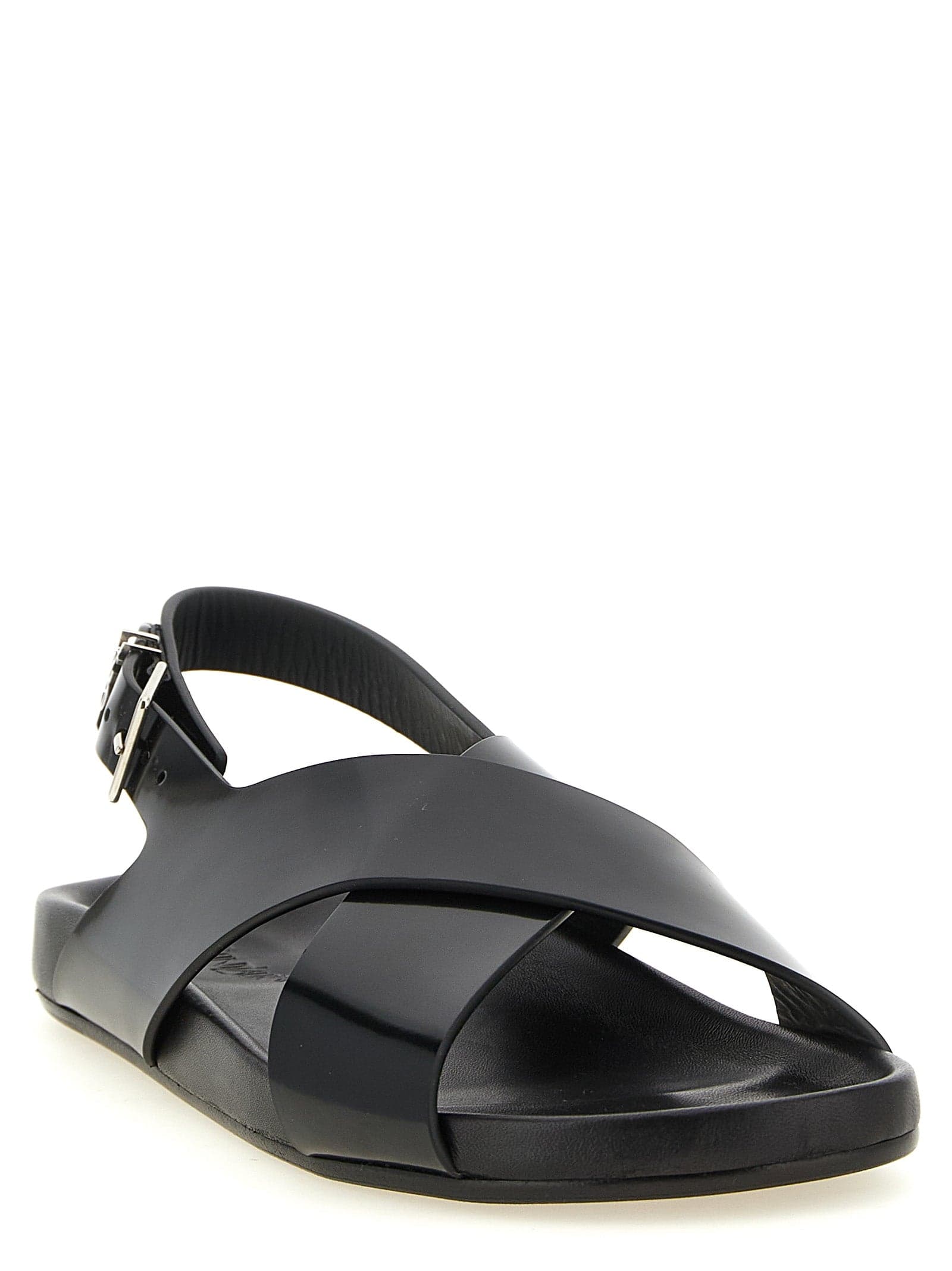 Saint Laurent Black Calfskin Flat Sandals - 2