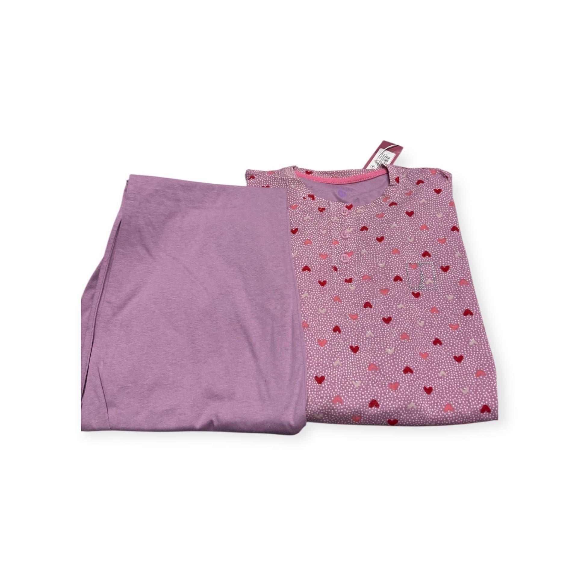 Pigiama Donna Cuoricini Papalina in Caldo Cotone – Manica e Pantalone Lungo - 2