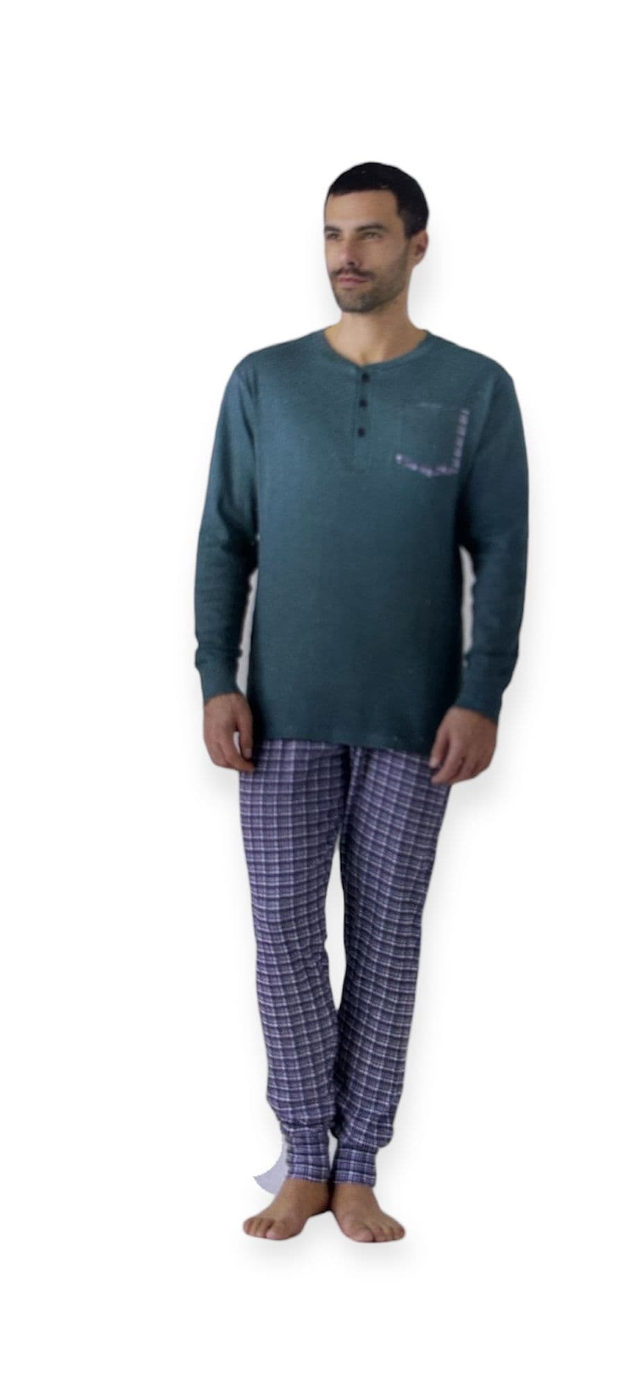Pigiama Uomo Autunno/Inverno Karelpiù KY7137PLU Quadrone – Caldo Cotone - 2