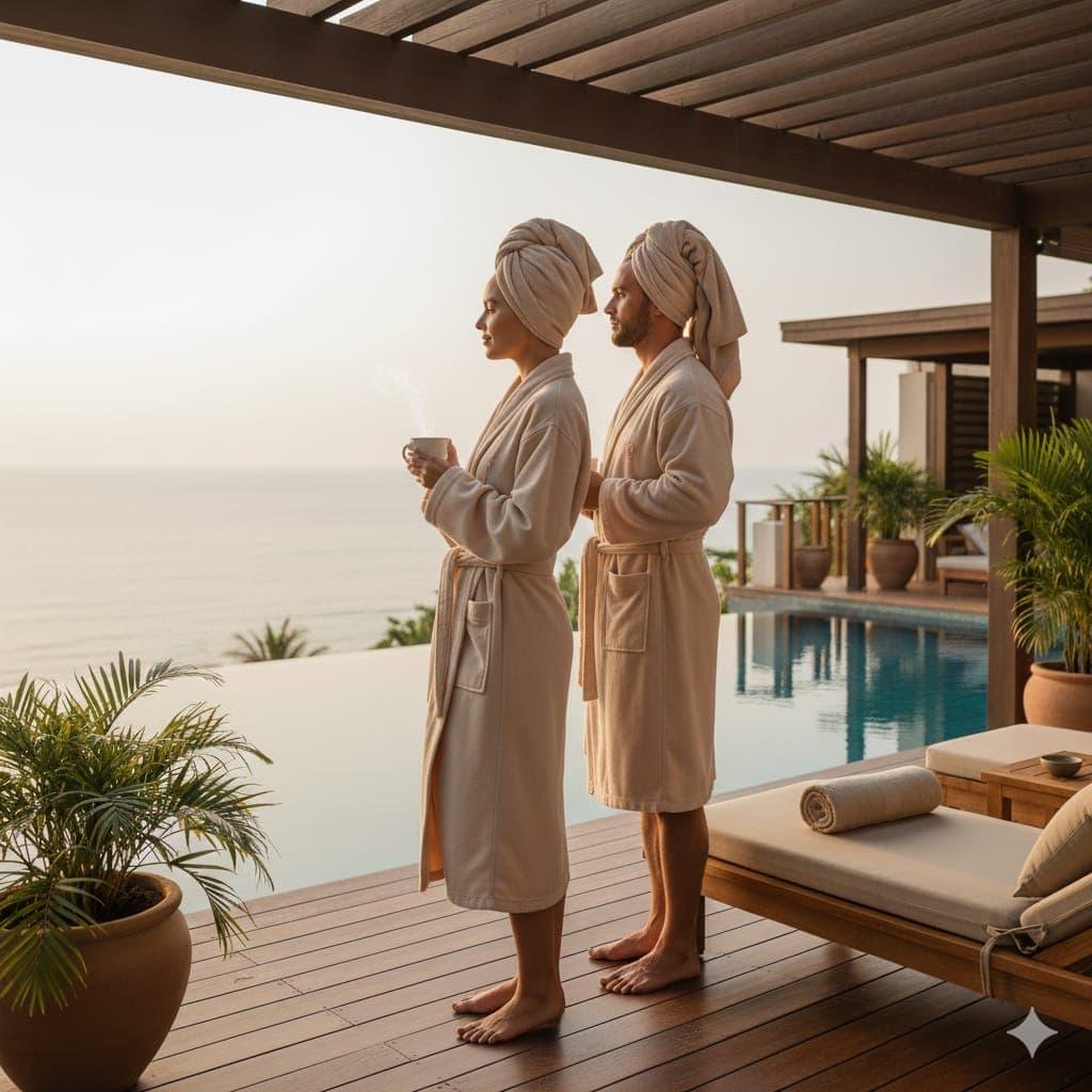 Accappatoio con Cappuccio Papalina in Microfibra Unisex Uomo e Donna - 3