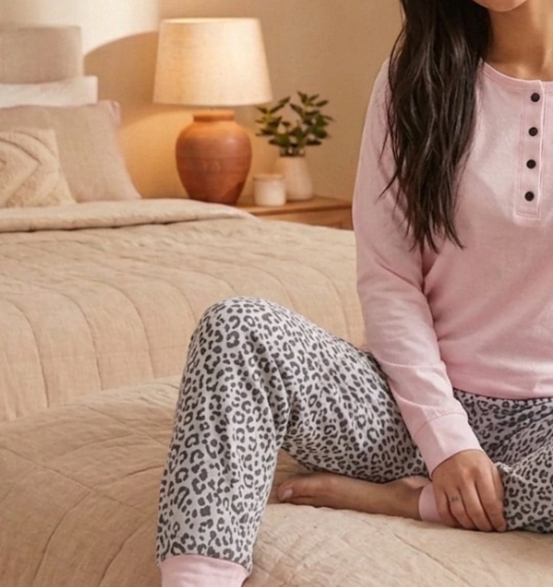 Pigiama Donna Luna Lounge Verona in Cotone Jersey con Maglia Manica Lunga e Pantalone - 5