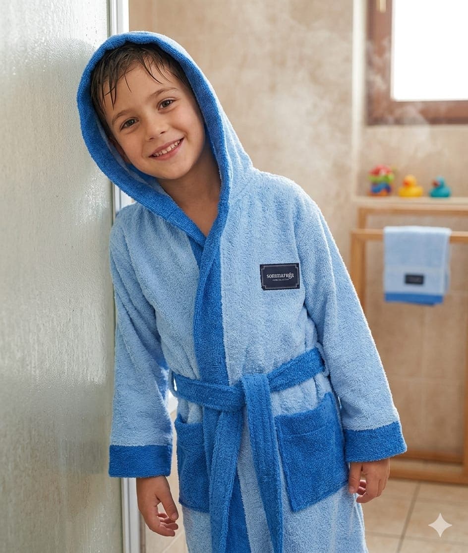 Accappatoio Bimbo/a Ragazzo/a Sommaruga in Spugna di Cotone 460 GSM Morbido e Assorbente - 4