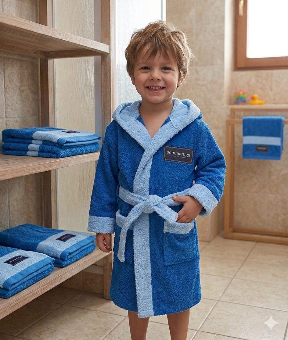 Accappatoio Bimbo/a Ragazzo/a Sommaruga in Spugna di Cotone 460 GSM Morbido e Assorbente - 8