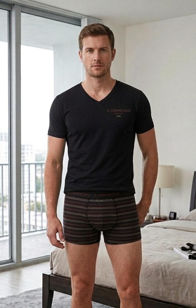 Coordinato Uomo Il Granchio Underwear in Cotone con T-shirt e Boxer - 4