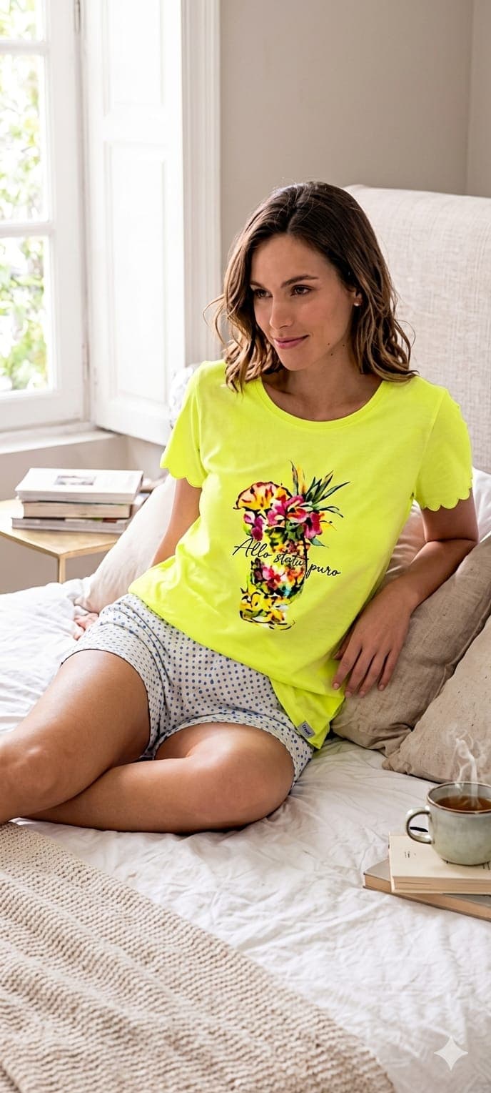 Pigiama Donna Papalina Drink Canotta e Pantaloncino in Jersey di Cotone - 2