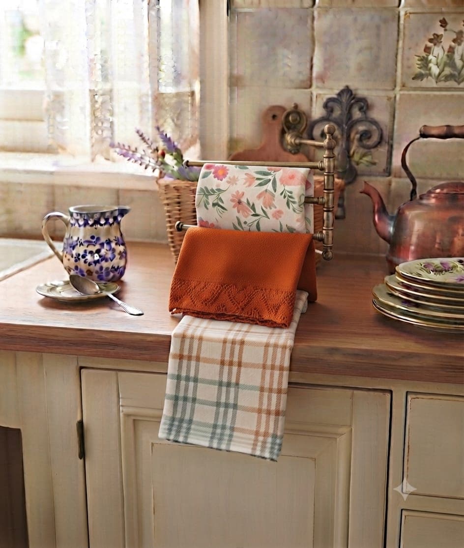 Set 3 Strofinacci Preziosa Calise 10 in Panama Stampato Tintofilo 50x70 cm - 2