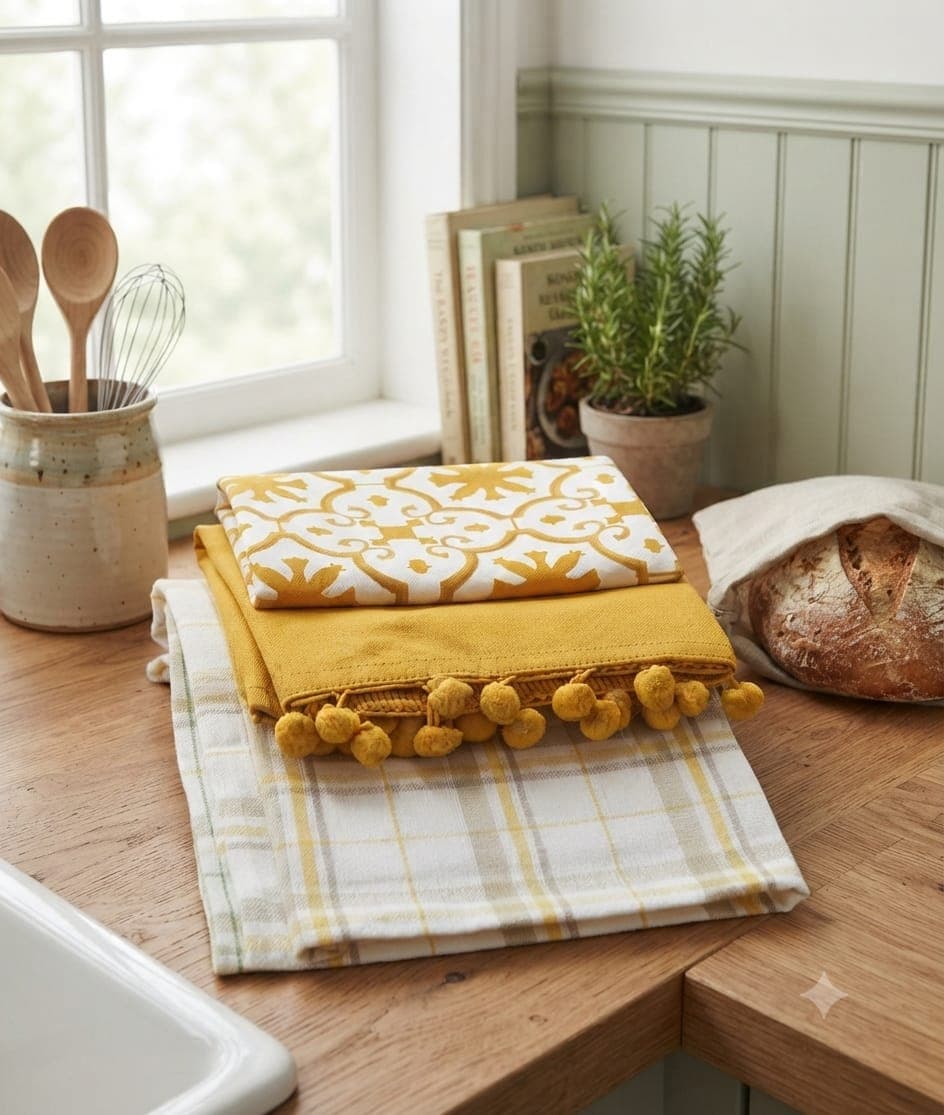 Set 3 Strofinacci Preziosa Calise 10 in Panama Stampato Tintofilo 50x70 cm - 5