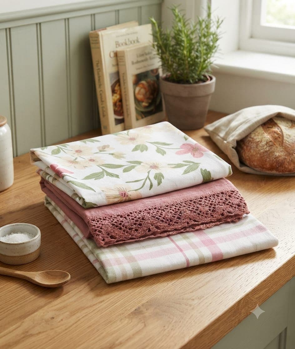 Set 3 Strofinacci Preziosa Calise 10 in Panama Stampato Tintofilo 50x70 cm - 9