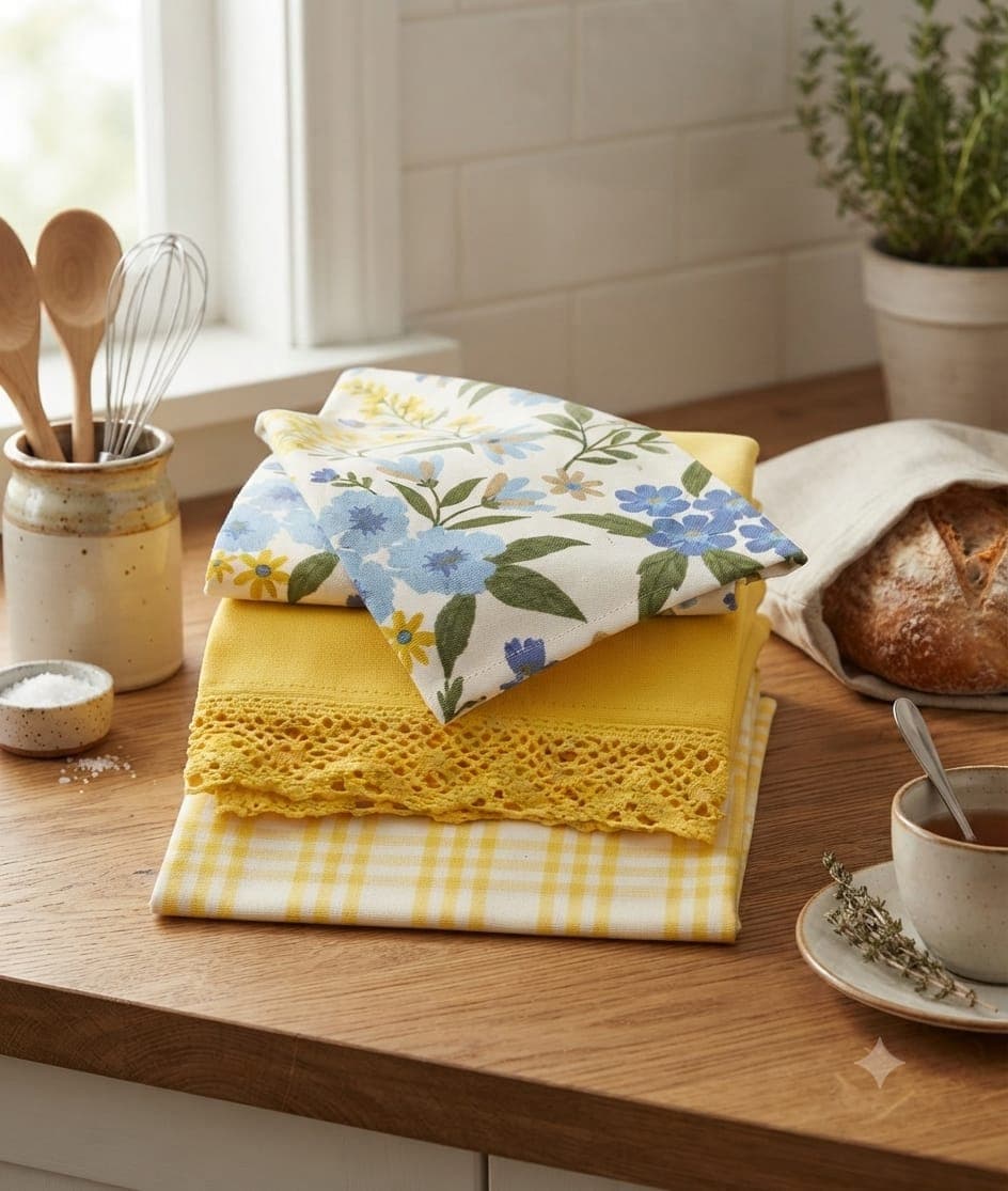 Set 3 Strofinacci Preziosa Calise 10 in Panama Stampato Tintofilo 50x70 cm - 10