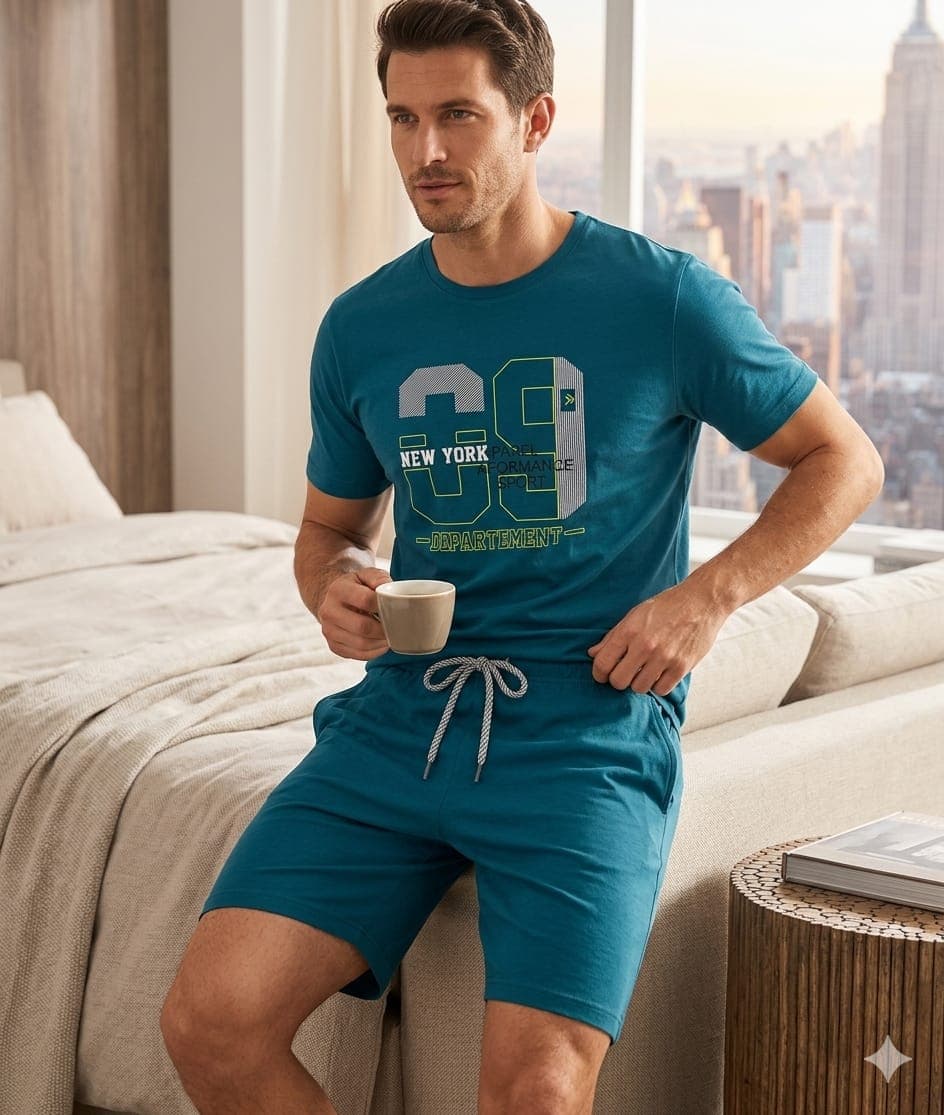 Pigiama Uomo Karel Performance Sport KB0552 T-Shirt e Pantaloncino in Cotone - 2