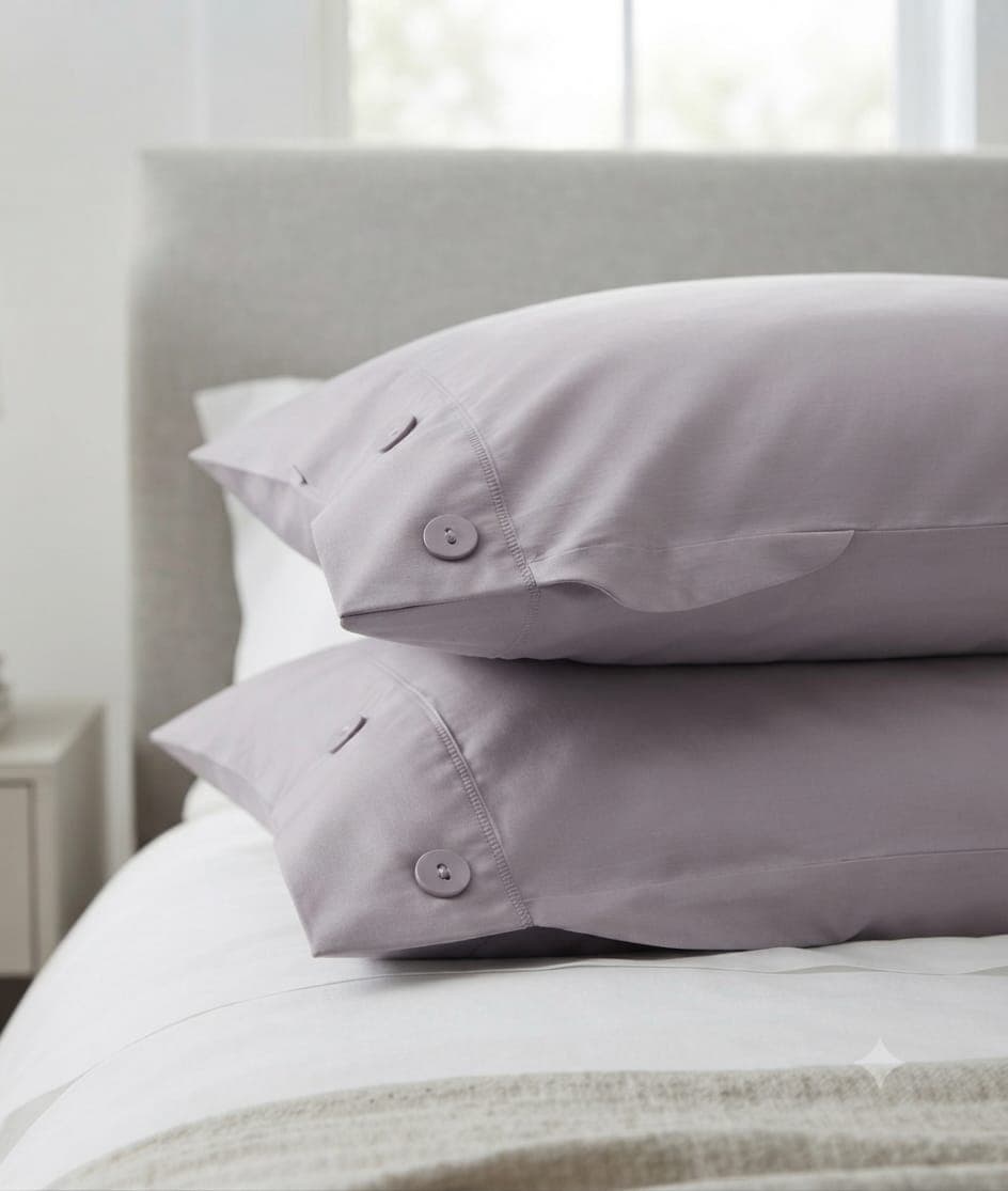 Coppia di Federe Suprema in Puro Cotone con Bottoni - 19