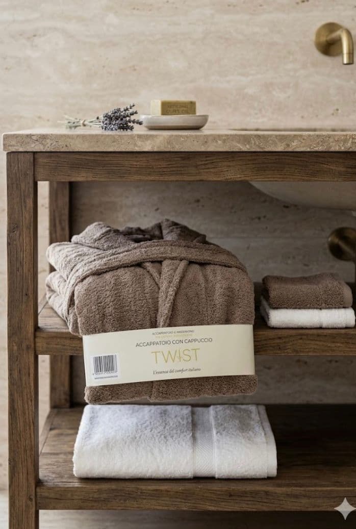 Accappatoio Mastro Bianco Twist in Spugna di Cotone 500 g/m² - 2