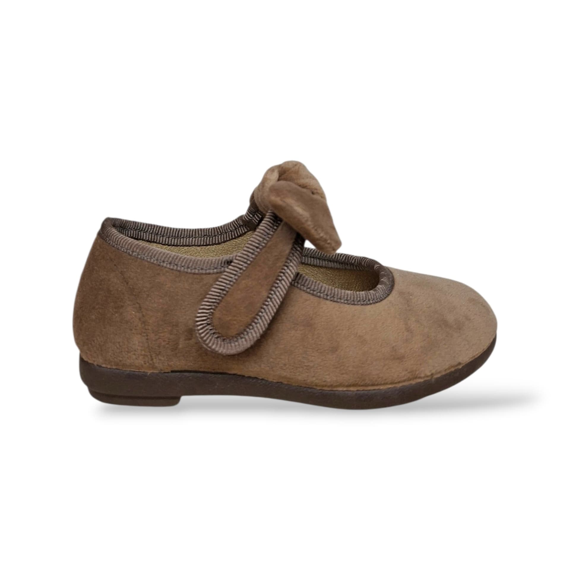 VUL-LADI Candy Ballerine Bambine Ragazze Beige | Taglia 22-37 | Velluto Fiocco Velcro | Scarpetteria Gica