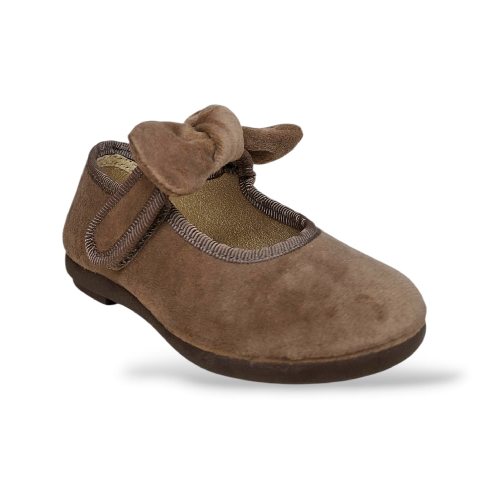 VUL-LADI Candy Ballerine Bambine Ragazze Beige | Taglia 22-37 | Velluto Fiocco Velcro | Scarpetteria Gica - 2