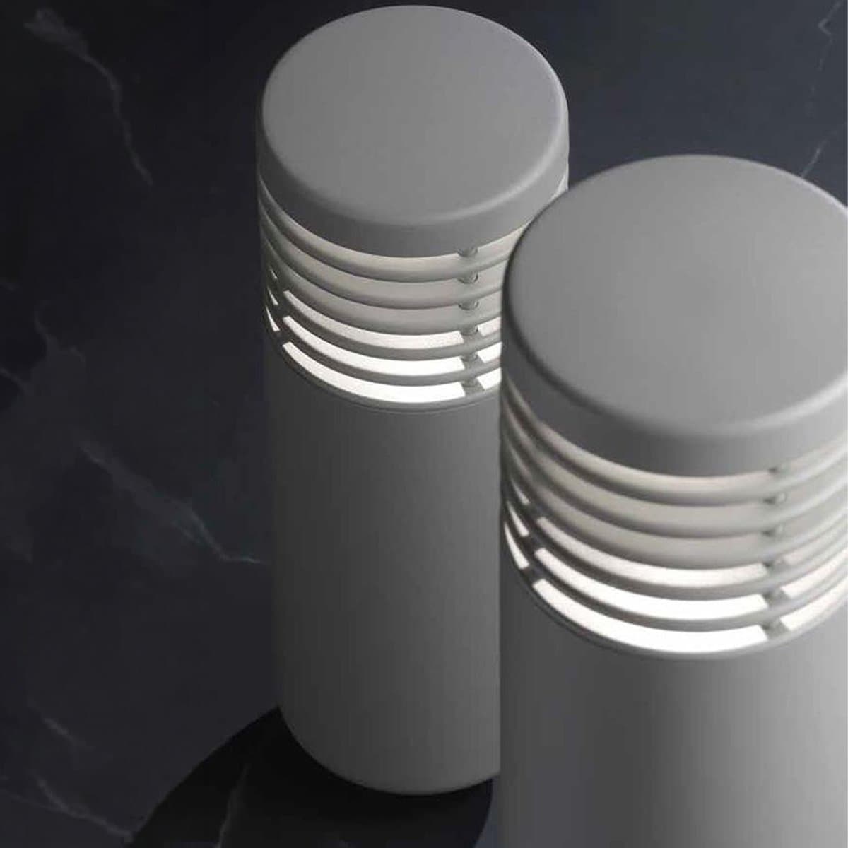Paletto esterno Promoingross CYLL 35 SG E27 LED IP65 alluminio griglio perla - 3