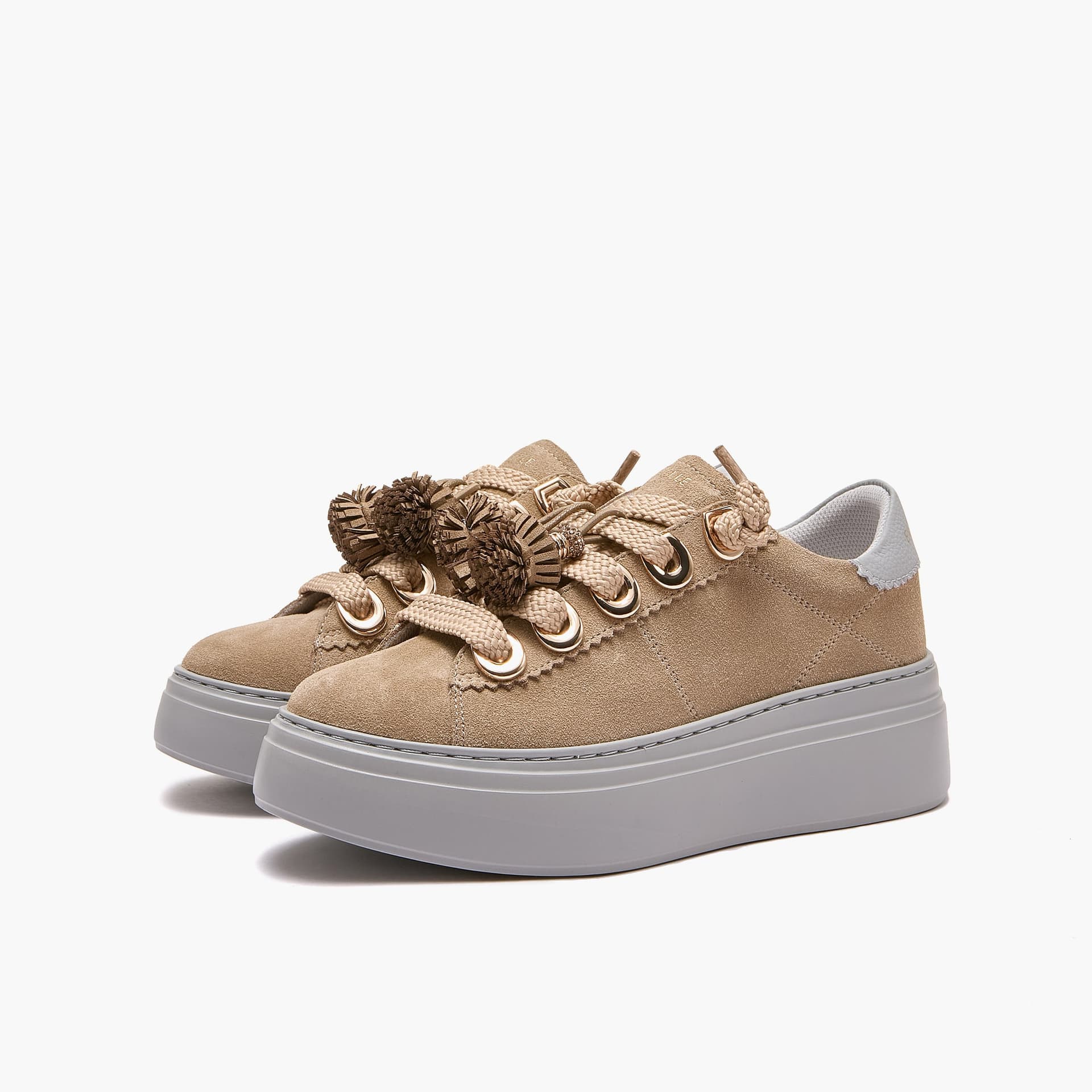 Emanuelle Vee sneakers donna Bice in crosta beige 462P 100 12 P011 - 2