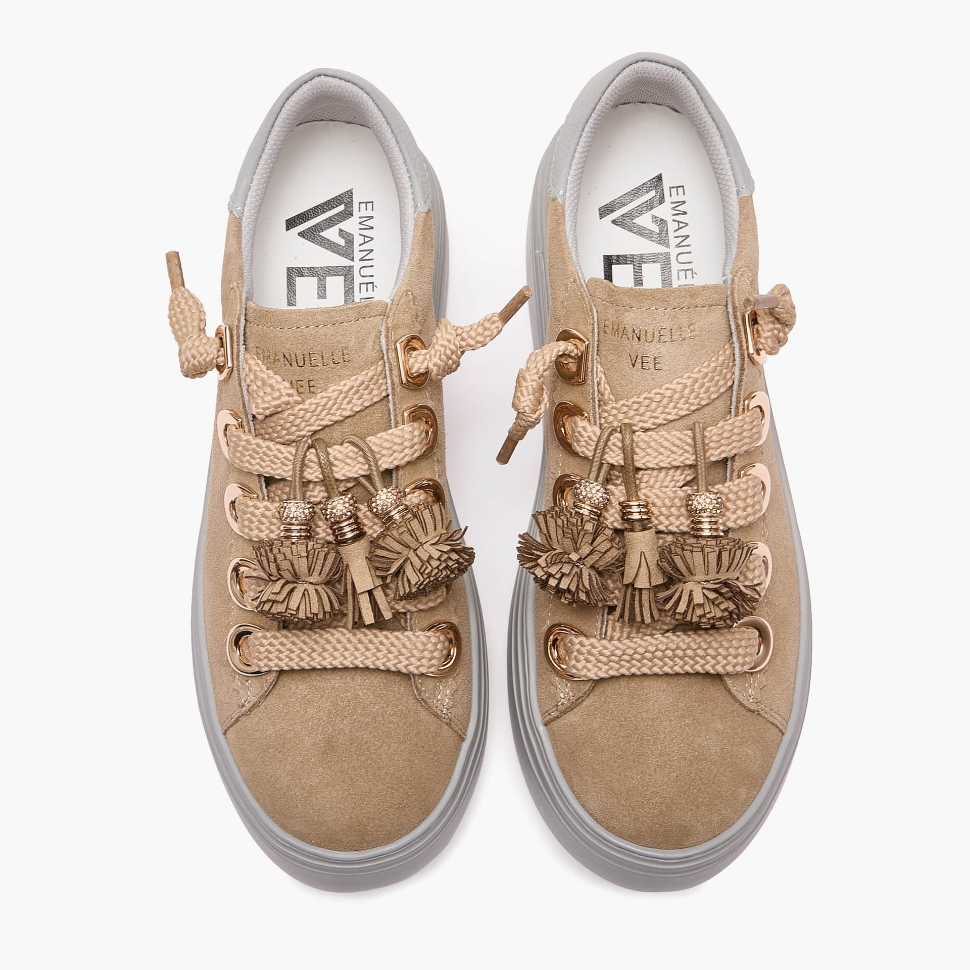 Emanuelle Vee sneakers donna Bice in crosta beige 462P 100 12 P011 - 3