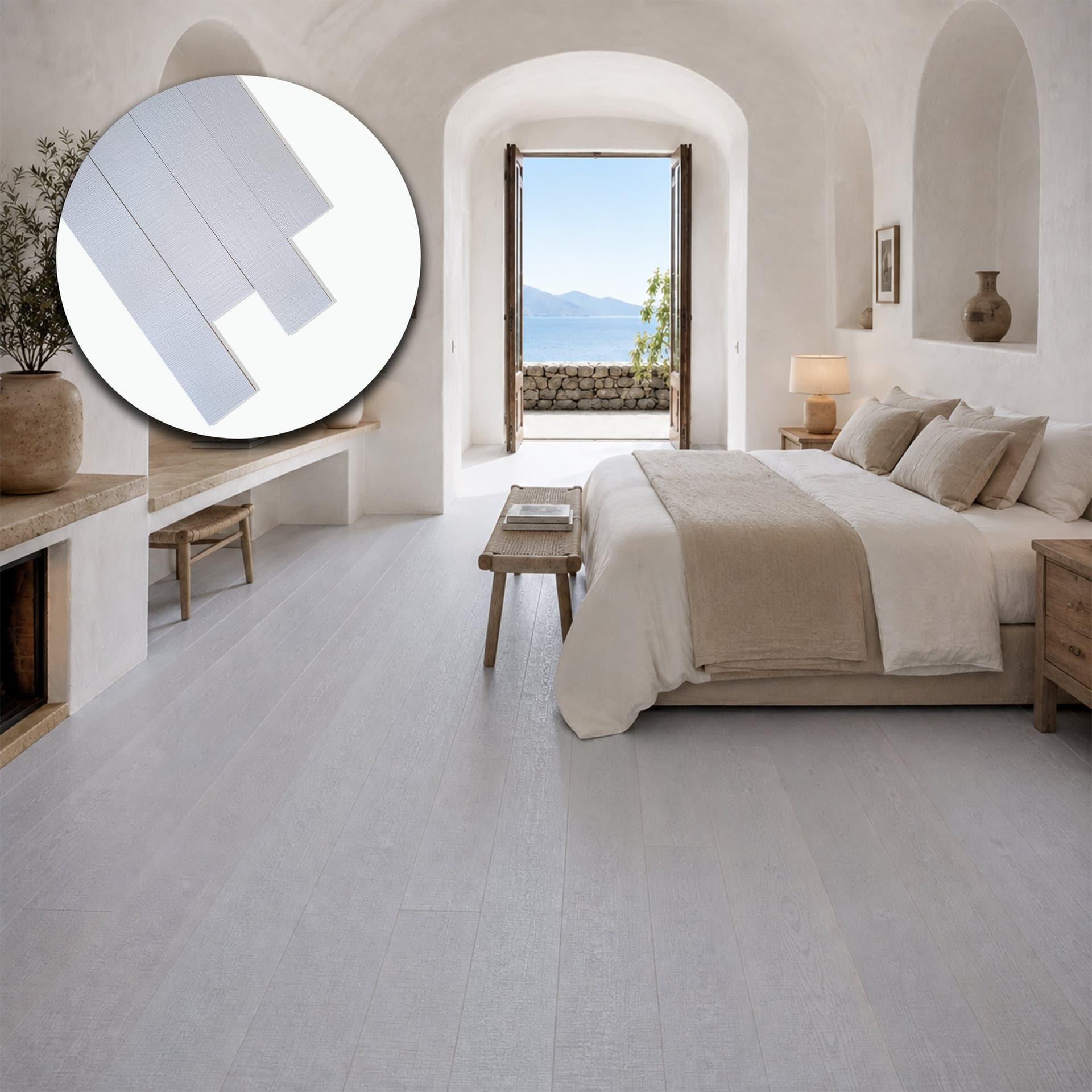 Parquet Prefinito in Rovere Gold Rustico Garbelotto Taglio a Sega Bianco Perla Bisellato 10x150x1630/1900 mm – Lotto 10 mq - 3