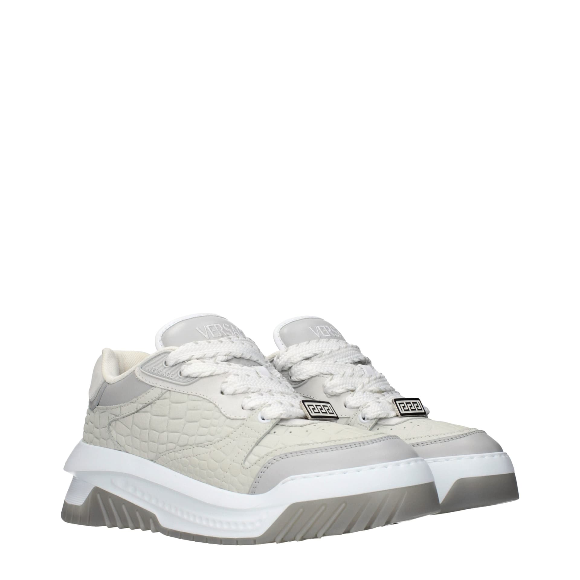 Versace Gray Leather Low Top Sneakers - 2