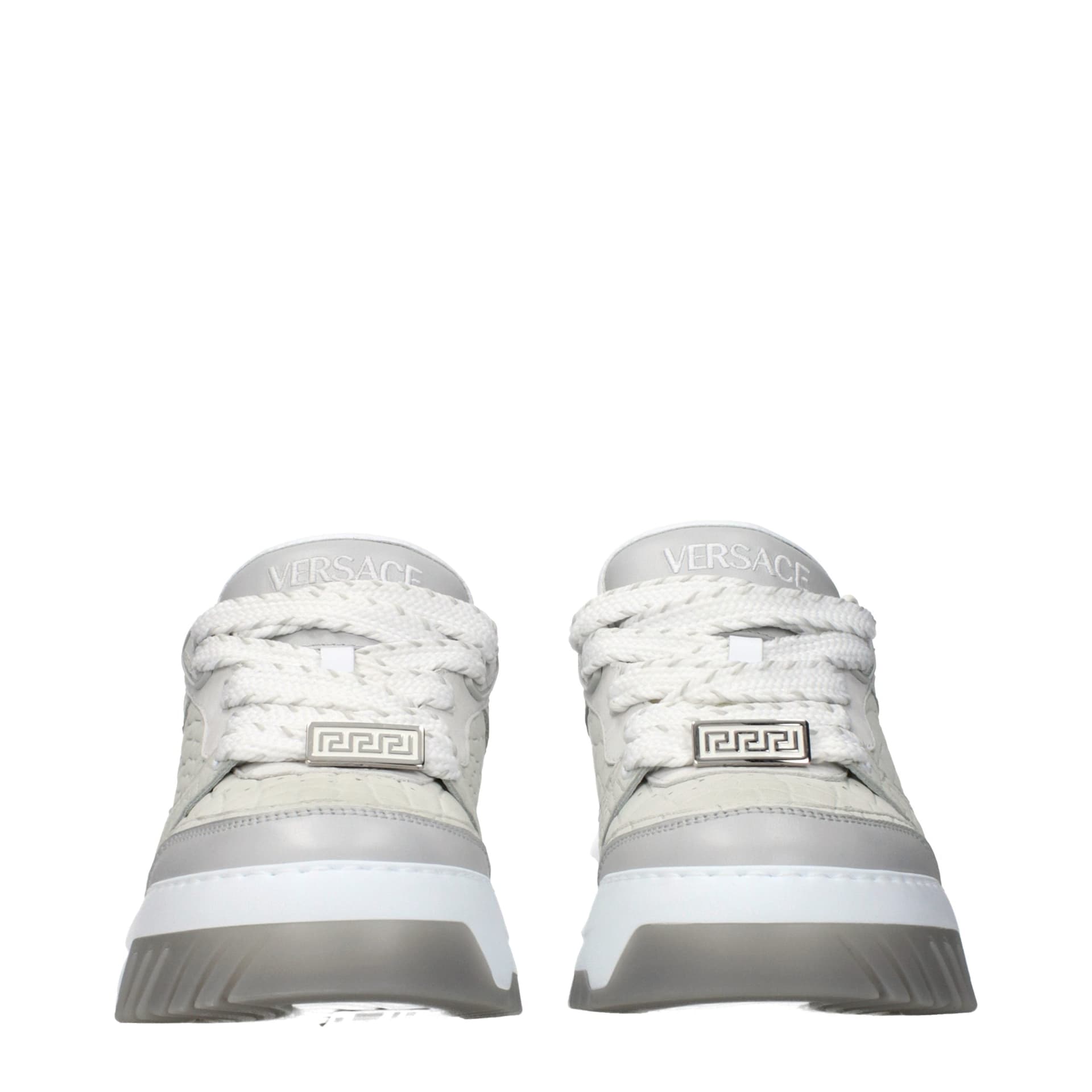Versace Gray Leather Low Top Sneakers - 3