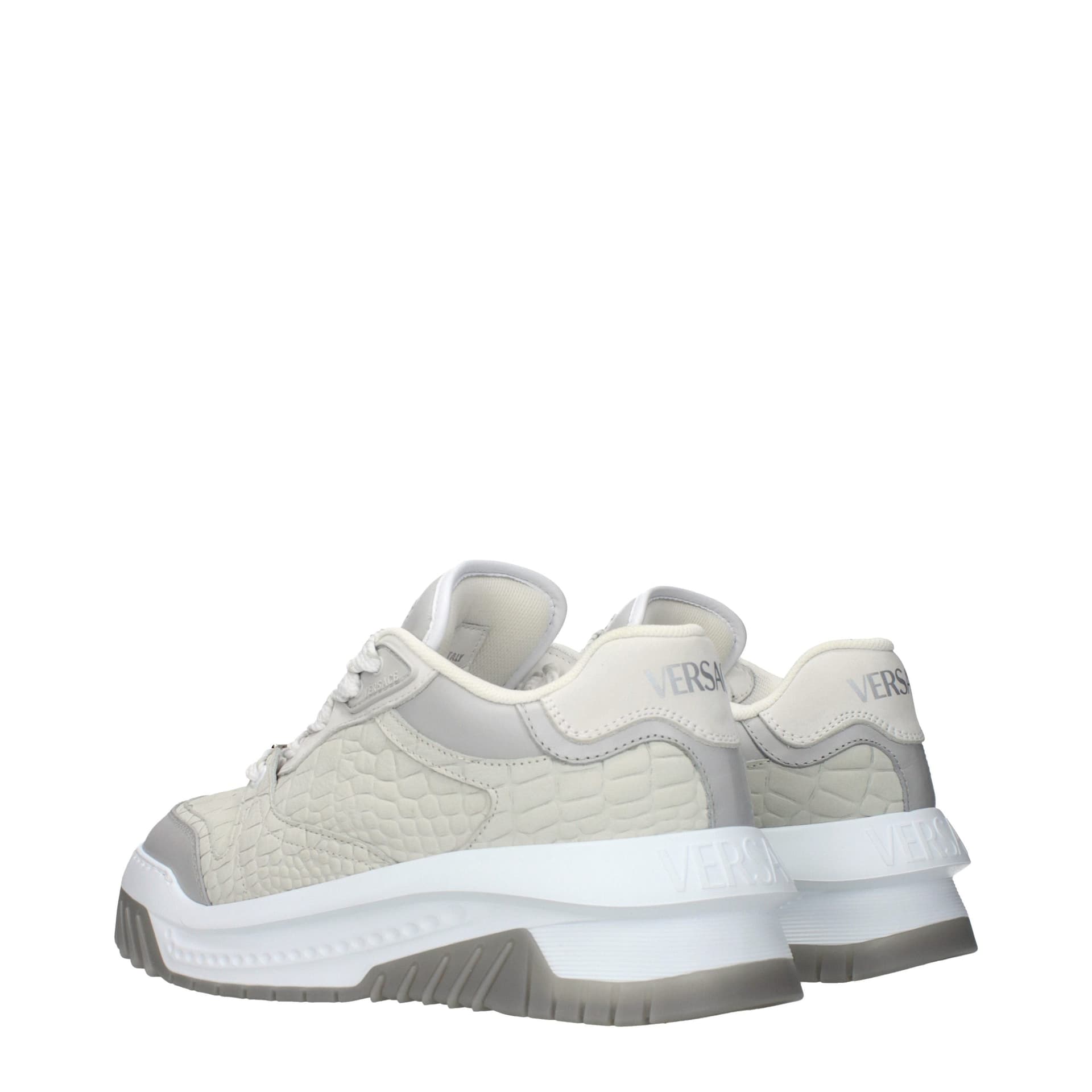 Versace Gray Leather Low Top Sneakers - 4