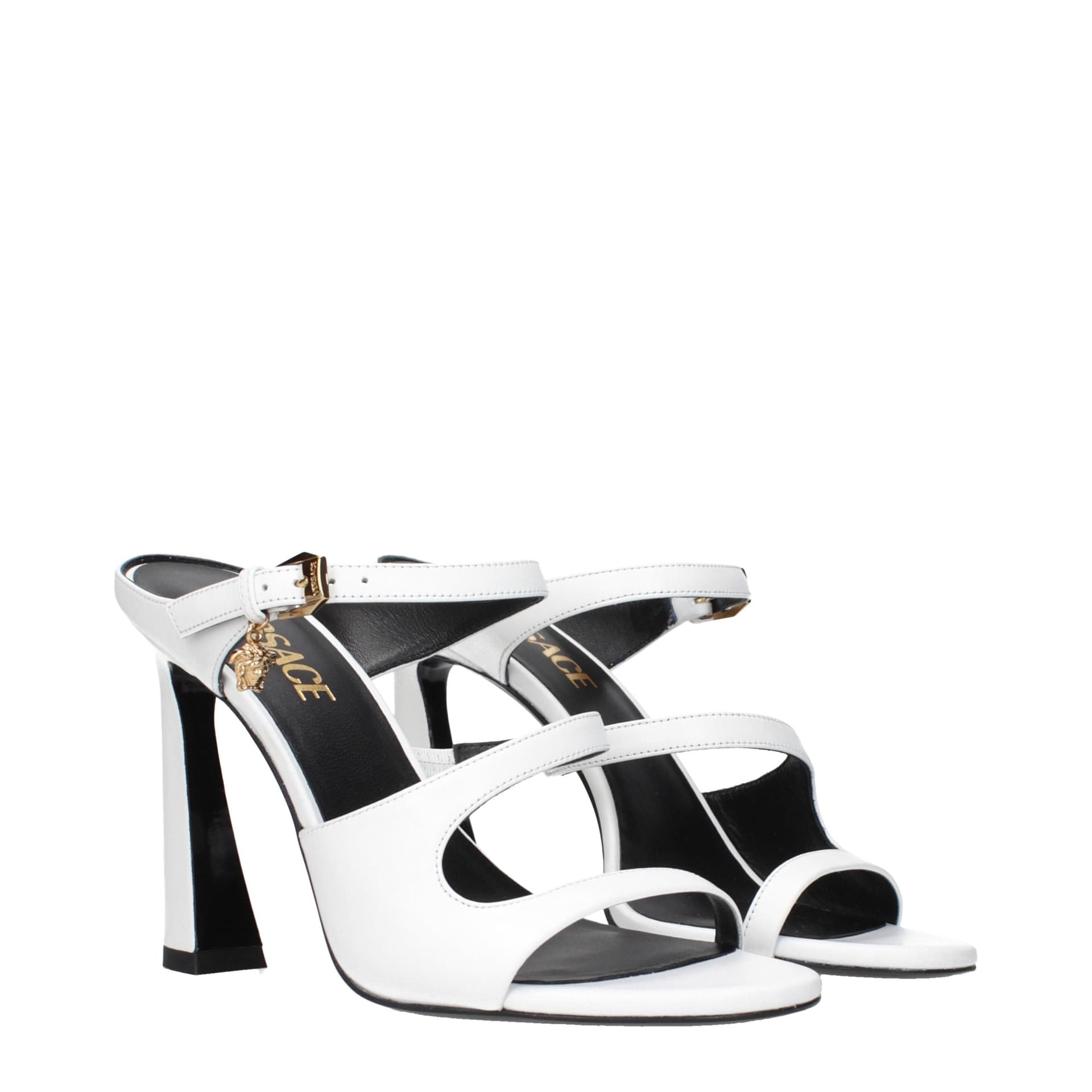 Versace White Leather Stiletto Heel Sandals - 2
