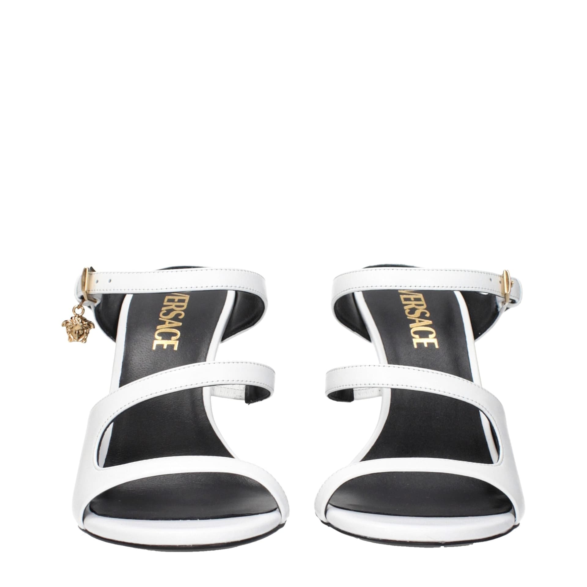 Versace White Leather Stiletto Heel Sandals - 3