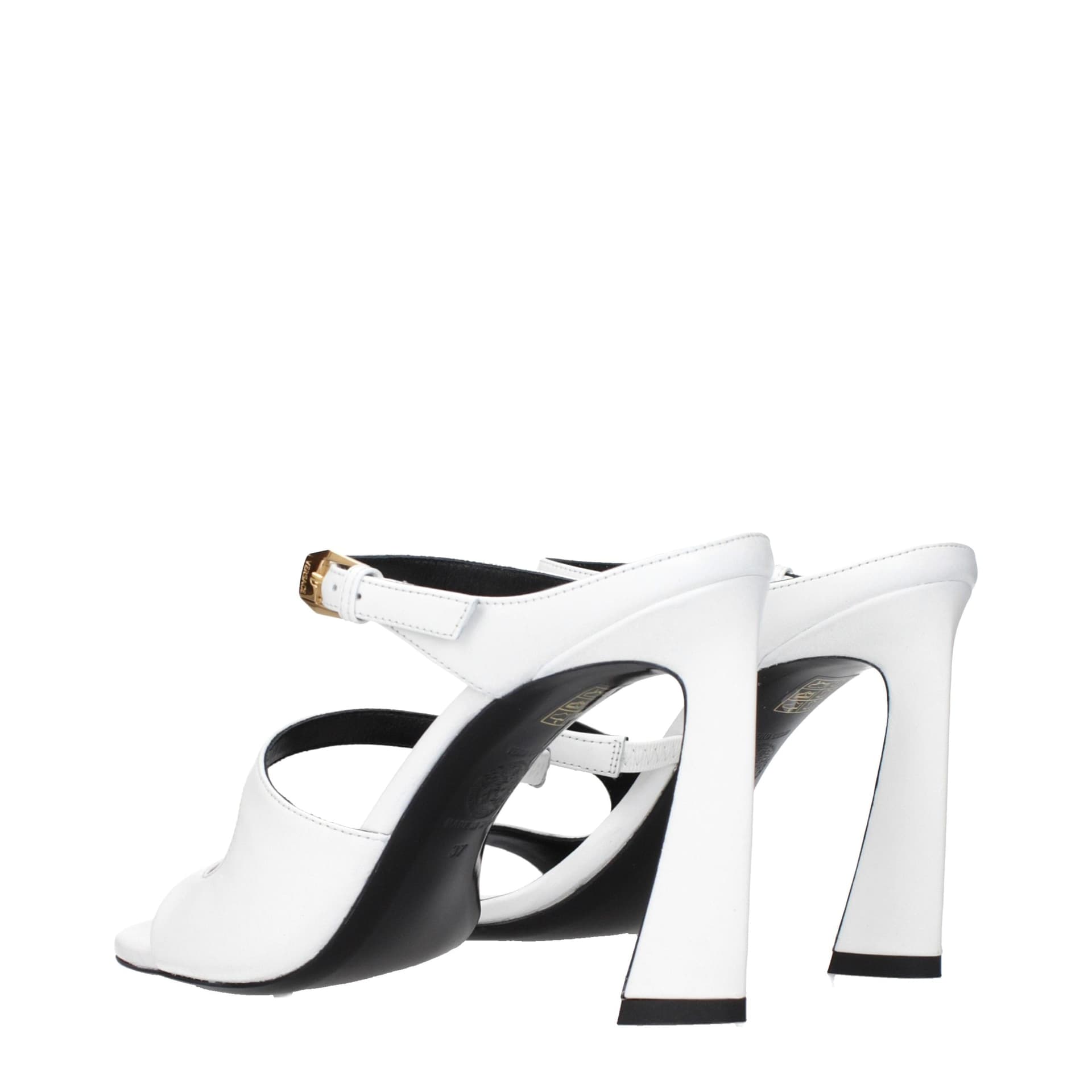 Versace White Leather Stiletto Heel Sandals - 4