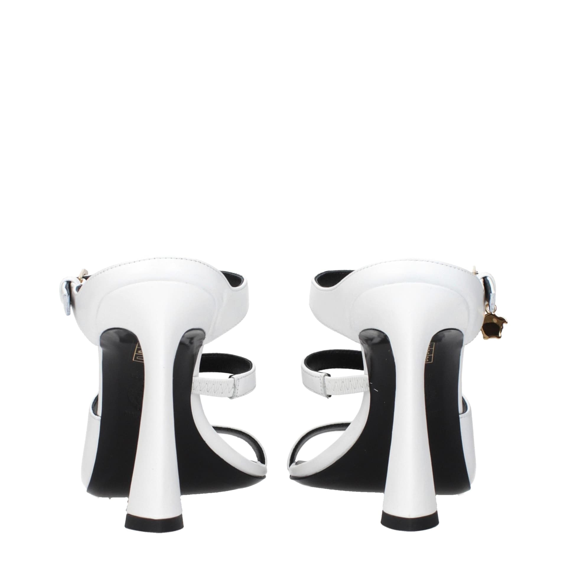 Versace White Leather Stiletto Heel Sandals - 5