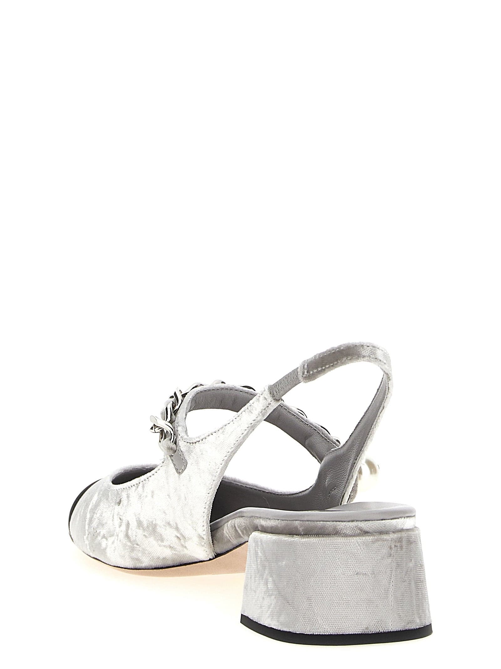 Miu Miu Silver Calfskin Mid Heel Pumps - 3